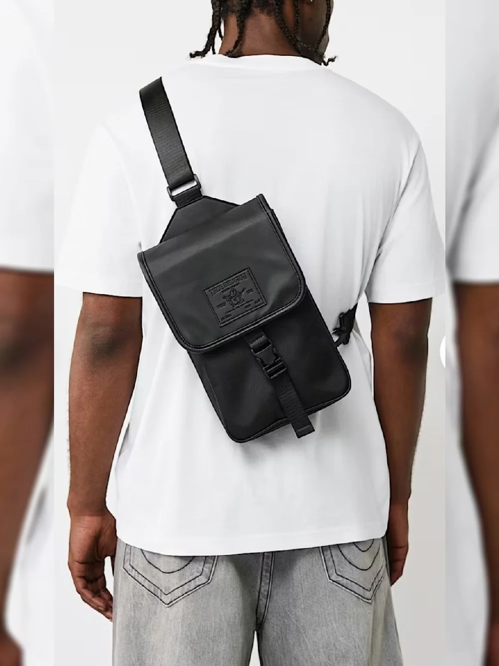 TRUE RELIGION CROSSBODY TR FLAG BAG MENS BLACK
